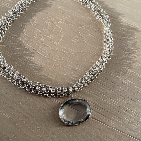Silver club Monaco necklace with clear stone - Picture 2 of 3